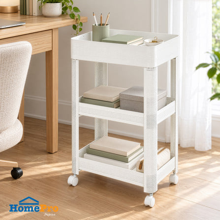 ชั้นวางของ 3 ชั้น มีล้อ STACKO COZI 42x31x73.5 ซม. สีขาว_0