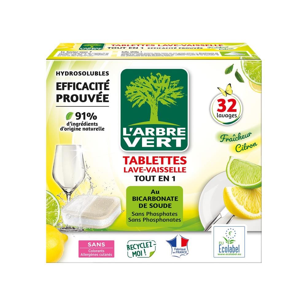 ก้อนล้างจานสำหรับเครื่องล้างจาน L&rsquo;ARBRE VERT ALL IN 1 584 กรัม กลิ่นเลมอน