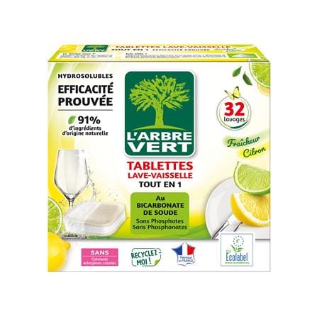 ก้อนล้างจานสำหรับเครื่องล้างจาน L’ARBRE VERT ALL IN 1 584 กรัม กลิ่นเลมอน_0