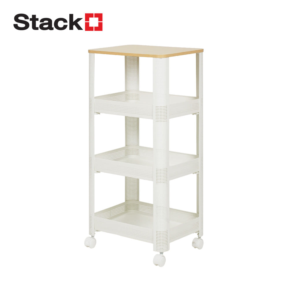 ชั้นวางของ 4 ชั้น มีล้อ STACKO COZI 42x31x84 ซม. สีขาว