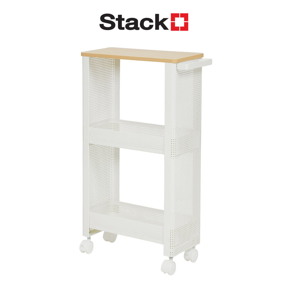 ชั้นวางแคบ 3 ชั้น มีล้อ STACKO COZI 17.5x44.8x68.7 ซม. สีขาว