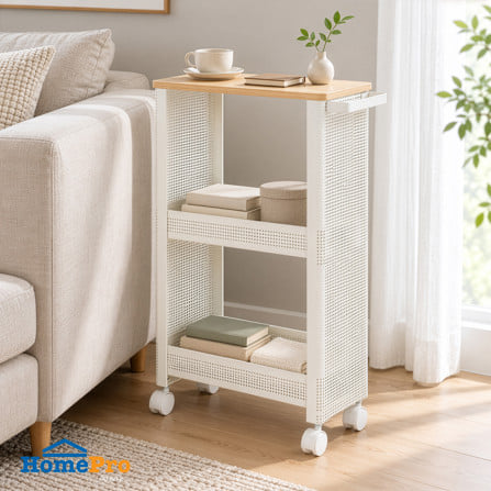 ชั้นวางแคบ 3 ชั้น มีล้อ STACKO COZI 17.5x44.8x68.7 ซม. สีขาว_1