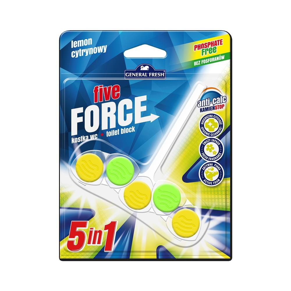 ก้อนทำความสะอาดดับกลิ่นโถสุขภัณฑ์ GENERAL FRESH FIVE FORCE 5IN1 50 กรัม LEMON