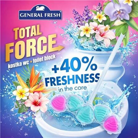 ก้อนทำความสะอาดดับกลิ่นโถสุขภัณฑ์ GENERAL FRESH TOTAL FORCE 4IN1 40 กรัม ดอกไม้_1