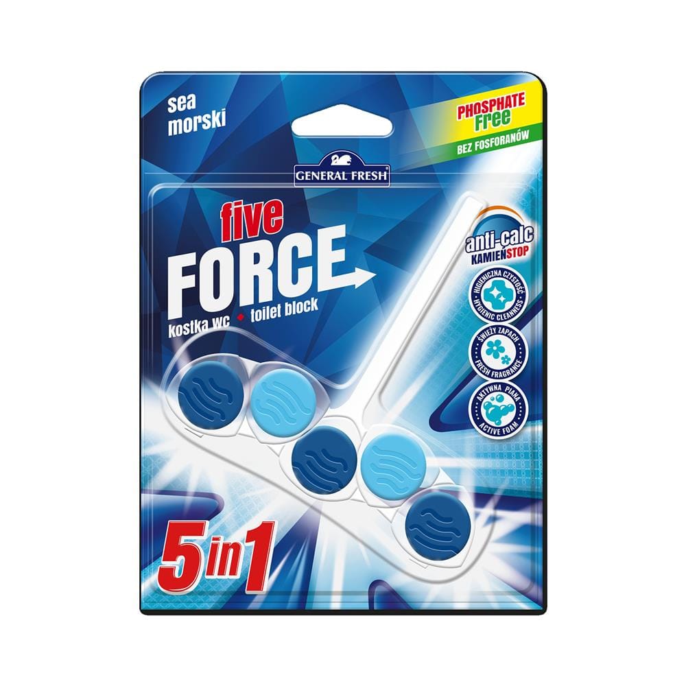 ก้อนทำความสะอาดดับกลิ่นโถสุขภัณฑ์ GENERAL FRESH FIVE FORCE 5IN1 50 กรัม SEA