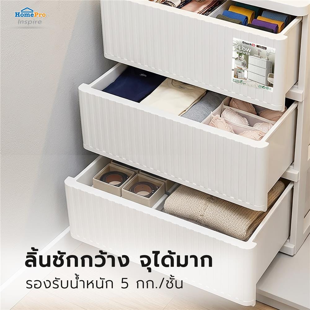 ตู้ลิ้นชัก 3 ชั้น STACKO FLOW 53.5x40x70 ซม. สีขาว