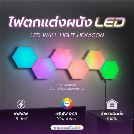 ไฟตกแต่งผนัง LED แผงหกเหลี่ยม HOMEPRO 5 วัตต์ RGB_2