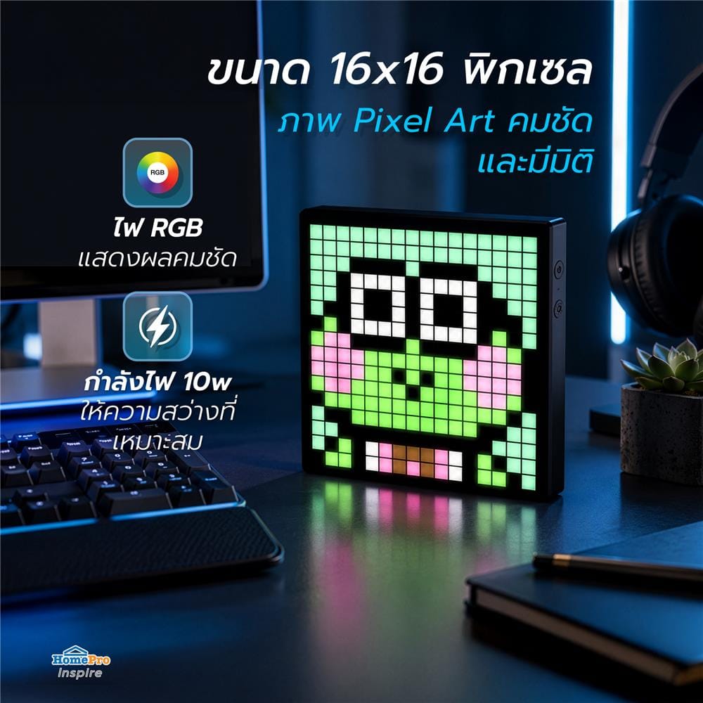 ไฟตกแต่ง LED HOMEPRO DISPLAY 16x16 PIXEL 10 วัตต์ RGB