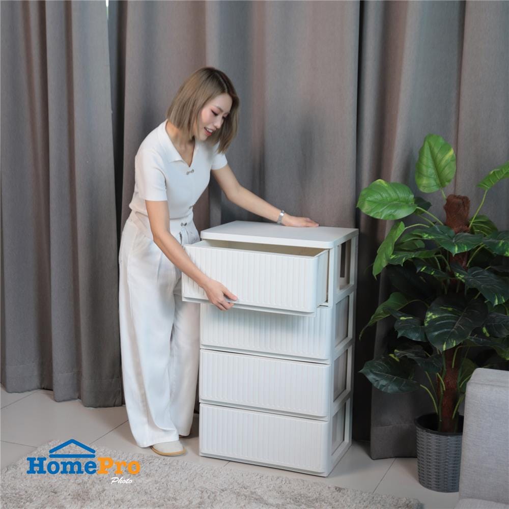 ตู้ลิ้นชัก 4 ชั้น STACKO FLOW 53.5x40x92.5 ซม. สีขาว