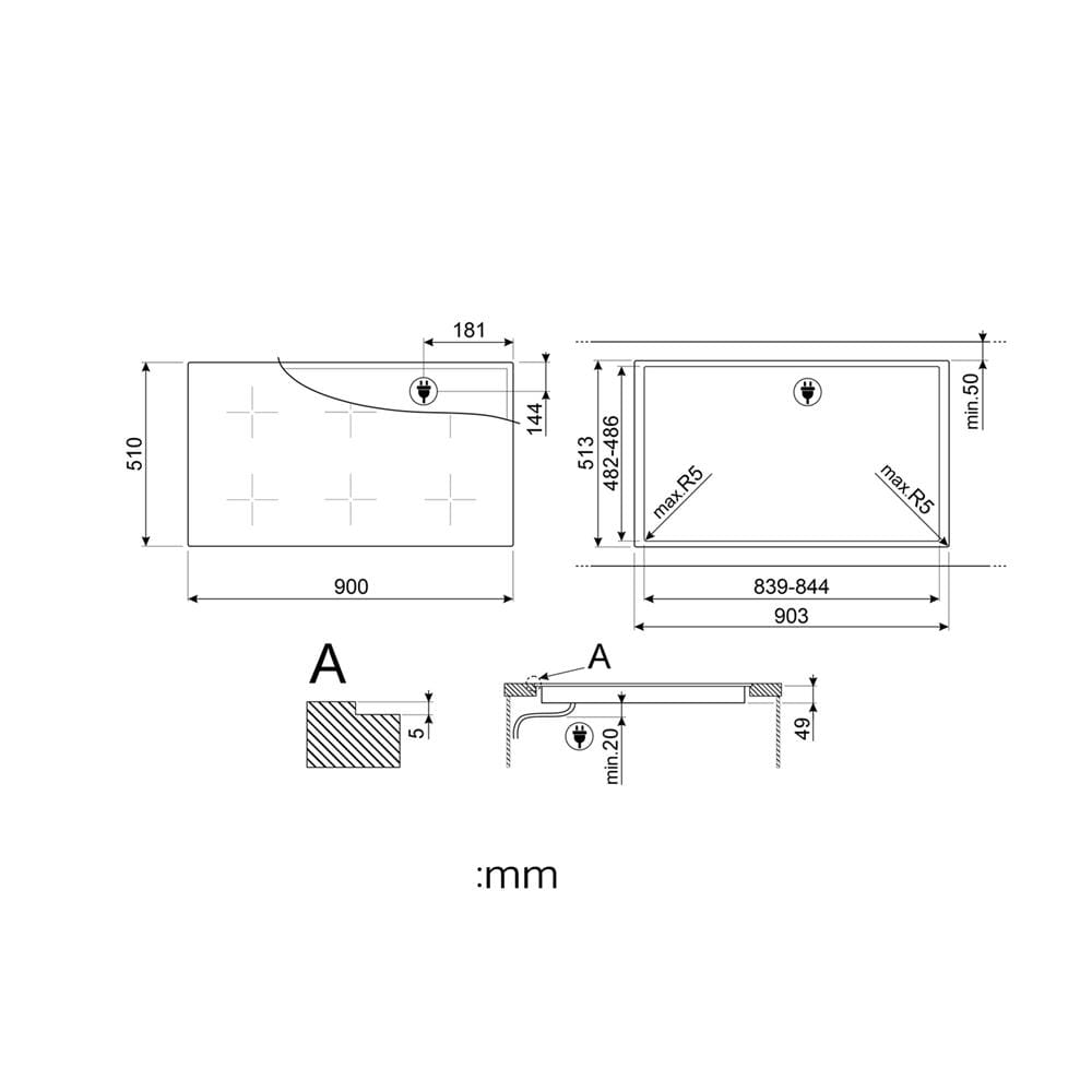 เตาฝังอินดักชั่น SMEG SI1M4954 90 ซม.