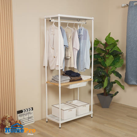 โครงตู้ราวแขวนพร้อมชั้นวาง 2 ชั้น PLIM NORDY 80x40x180 ซม._3
