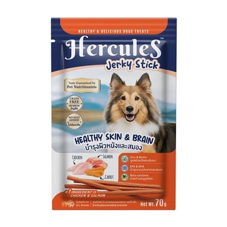 ขนมสุนัข HERCULES ไก่ แซลมอน และแครอท สูตรบำรุงผิวหนังและสมอง 70 ก._0