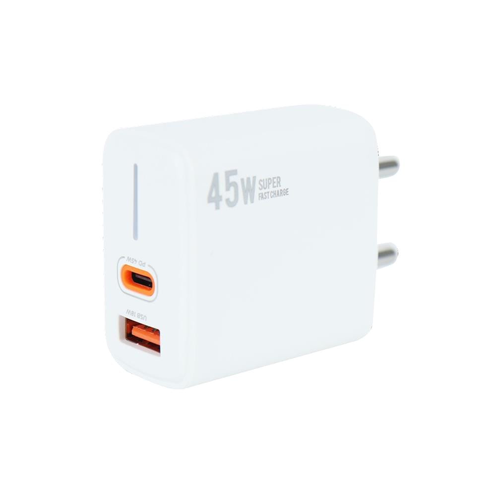 หัวชาร์จอะแดปเตอร์ RIZZ RW-401I 45W สีขาว