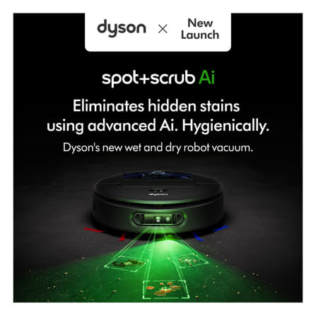 หุ่นยนต์ดูดฝุ่นและถูพื้น DYSON RB05 SPOT+SCRUB AI สีดำ_6