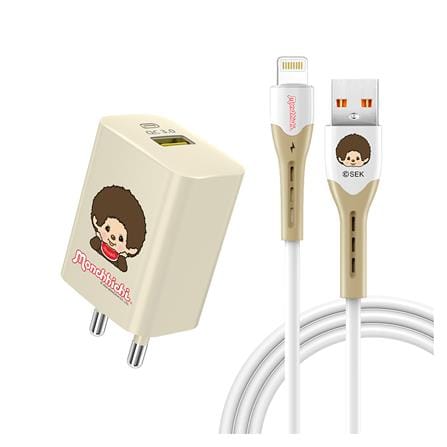 หัวชาร์จอะแดปเตอร์ พร้อมสายชาร์จ USB-LIGHTNING AMAZE ONE AMCC007 25W สีครีม_0