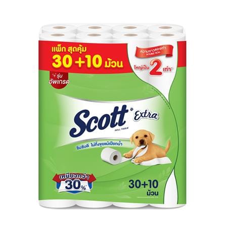 กระดาษชำระ SCOTT EXTRA DOUBLE ROLL (แพ็ก 30+10 ม้วน)_0