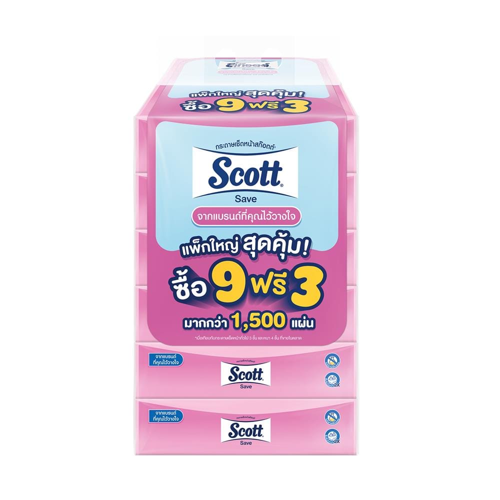 กระดาษเช็ดหน้า SCOTT SAVE (แพ็ก 9+3 ชิ้น)