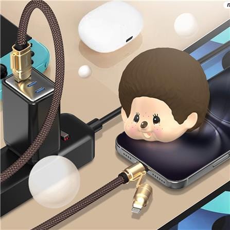 สายชาร์จ 4IN1 AMAZE ONE AMCC002 MONCHHICHI BOY สีน้ำตาล_3