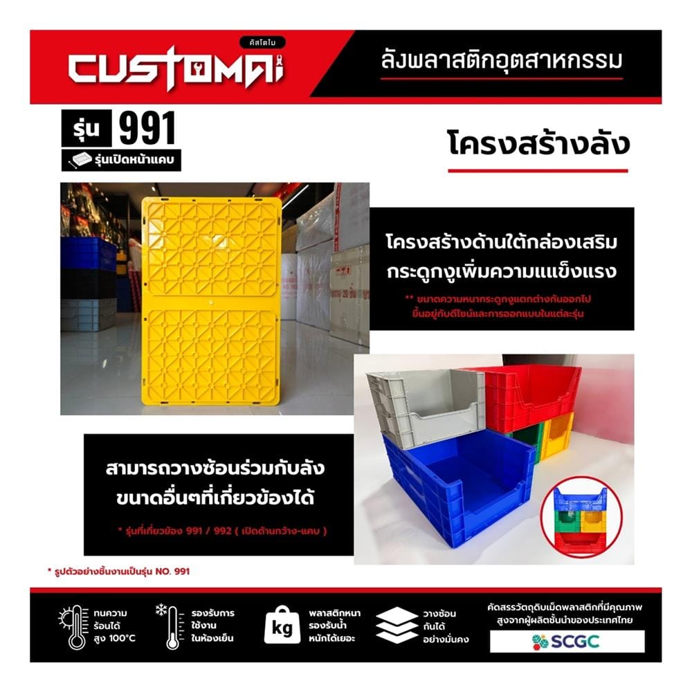 กล่องเครื่องมือใส่อะไหล่ CUSTOMAI 991 สีแดง