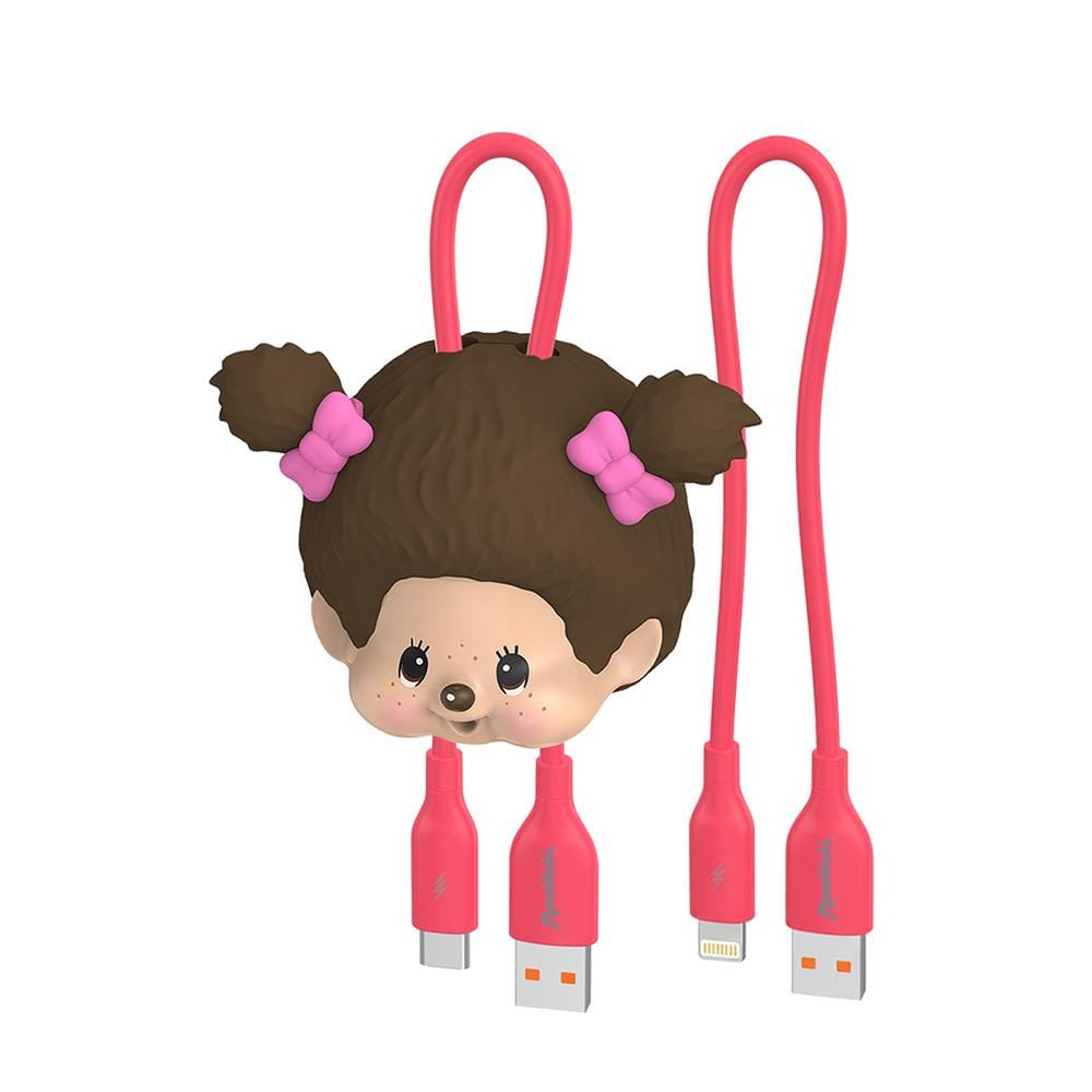 สายชาร์จ USB-A TO TYPE-C และ LIGHTNING AMAZE ONE AMCC001 MONCHHICHI GIRL สีชมพูเข้ม