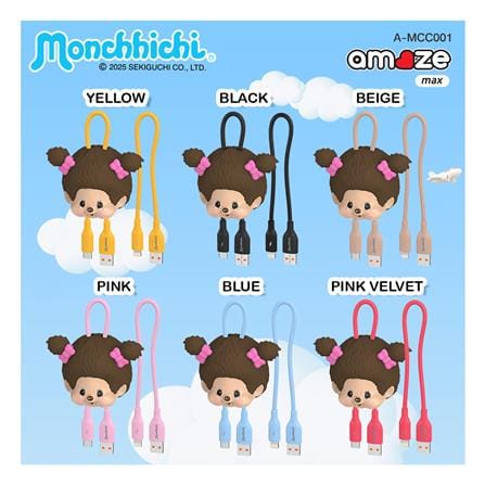 สายชาร์จ USB-A TO TYPE-C และ LIGHTNING AMAZE ONE AMCC001 MONCHHICHI GIRL สีชมพูเข้ม_1