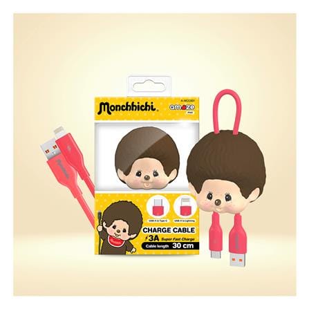 สายชาร์จ USB-A TO TYPE-C และ LIGHTNING AMAZE ONE AMCC001 MONCHHICHI BOY สีชมพูเข้ม_2