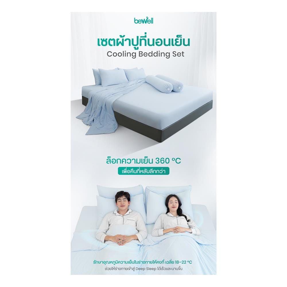 ชุดผ้าปูที่นอน 3.5 ฟุต (ชุด 3 ชิ้น) BEWELL COOLING สี BLUE
