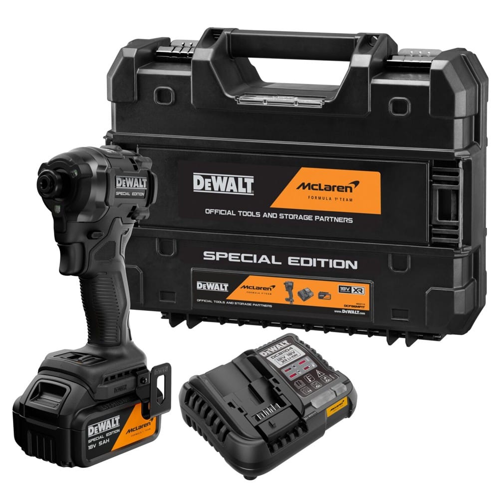 ไขควงกระแทกไร้สาย (พร้อมแบตเตอรี่และแท่นชาร์จ) DEWALT MCLAREN DCF86MP1T-QW 18 โวลต์