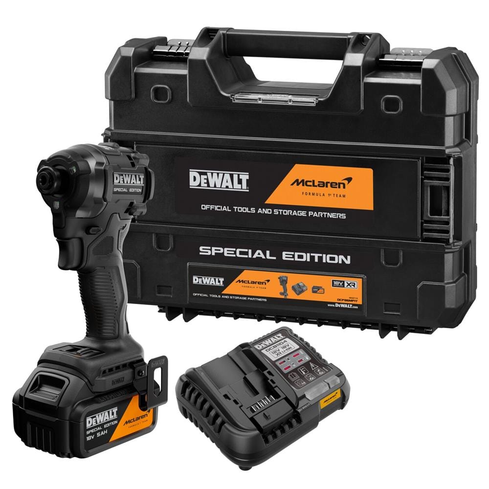 ไขควงกระแทกไร้สาย (พร้อมแบตเตอรี่และแท่นชาร์จ) DEWALT MCLAREN DCF86MP1T-QW 18 โวลต์