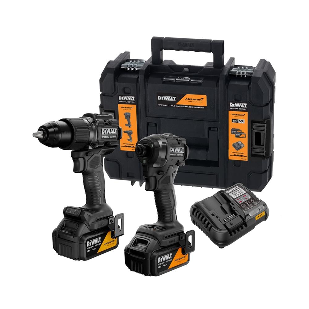 ชุดสว่านกระแทกและไขควงกระแทก (พร้อมแบตเตอรี่และแท่นชาร์จ) DEWALT MCLAREN DCK2222MM2T 20 โวลต์
