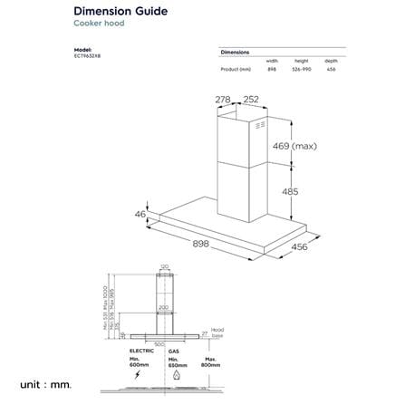 เครื่องดูดควันกระโจม ELECTROLUX ECT9632XB 90 ซม._9