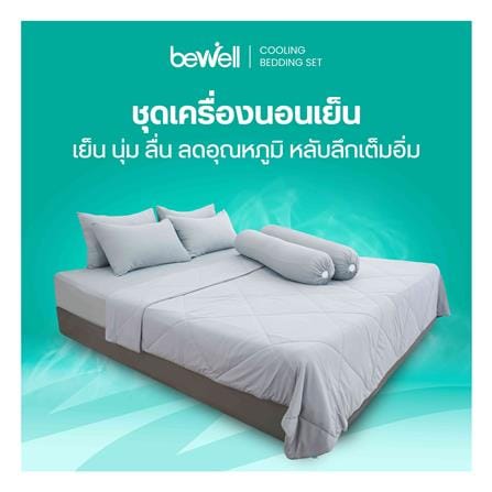 ชุดผ้าปูที่นอน 6 ฟุต (ชุด 5 ชิ้น) BEWELL COOLING สี GREY_4