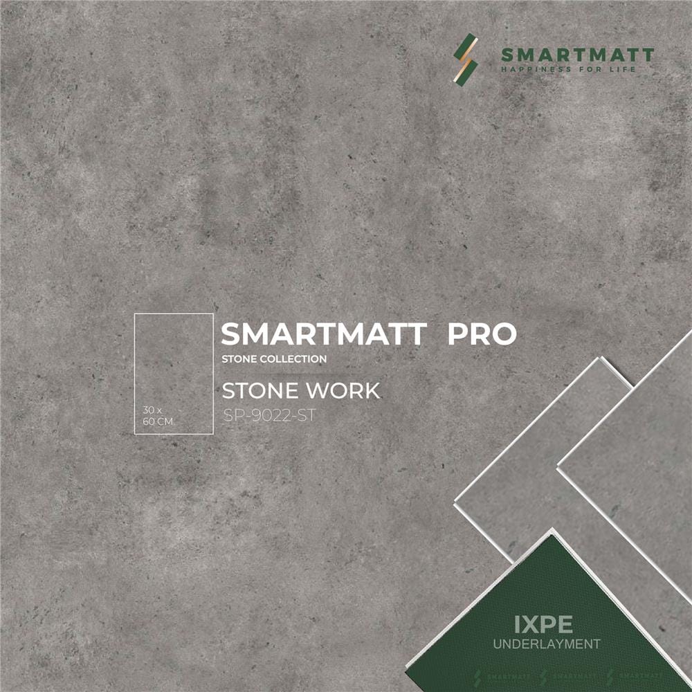พื้น SPC SMARTMATT PRO 5.5 มม. 1.49 ตร.ม. สี STONEWORK (แพ็ก 8 ชิ้น)