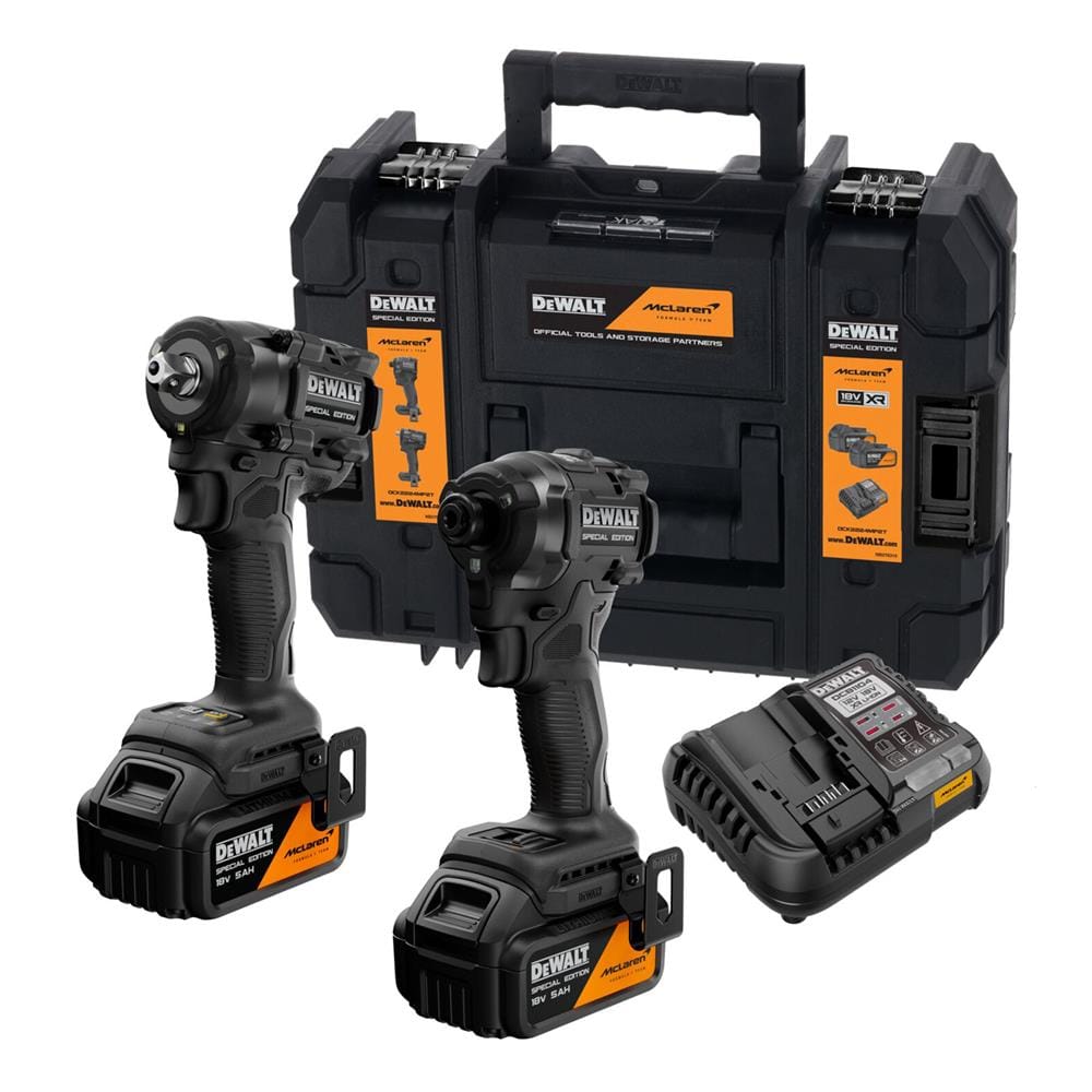 ชุดไขควงบล็อกกระแทก (พร้อมแบตเตอรี่และแท่นชาร์จ) DEWALT MCLAREN DCK2224MP2T 18 โวลต์