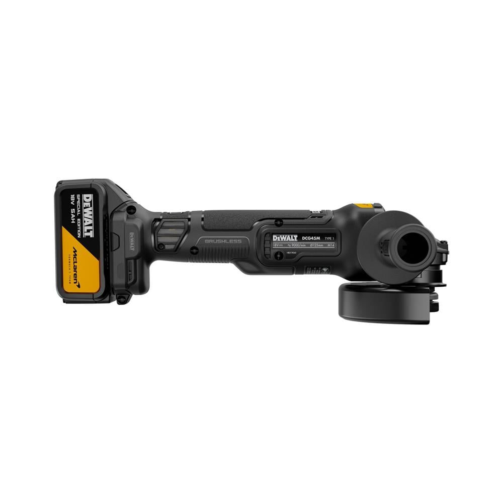 เครื่องเจียรไร้สาย (พร้อมแบตเตอรี่และแท่นชาร์จ) DEWALT MCLAREN DCG45MP1T-B1 18 โวลต์ (สูงสุด 20 โวลต์)