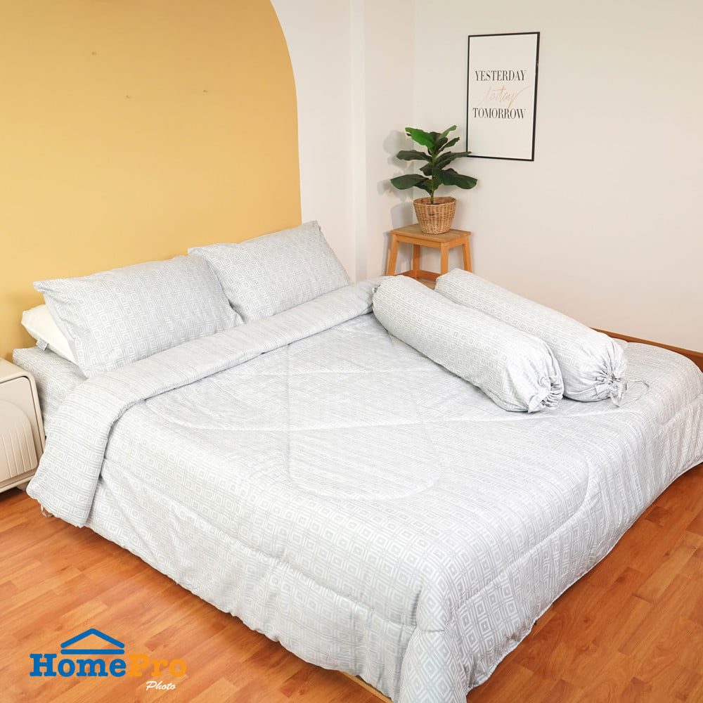 ชุดผ้าปูที่นอน 6 ฟุต (ชุด 6 ชิ้น) HOME LIVING STYLE BONITA สี GREY