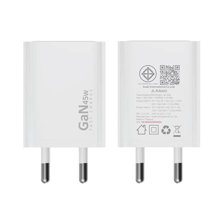 อะแดปเตอร์ USB-A และ TYPE C ASAKI A2440D 45W สีดำ_1