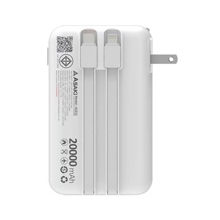 แบตเตอรี่สำรอง ASAKI AB3201P 20000mAh สีขาว_1