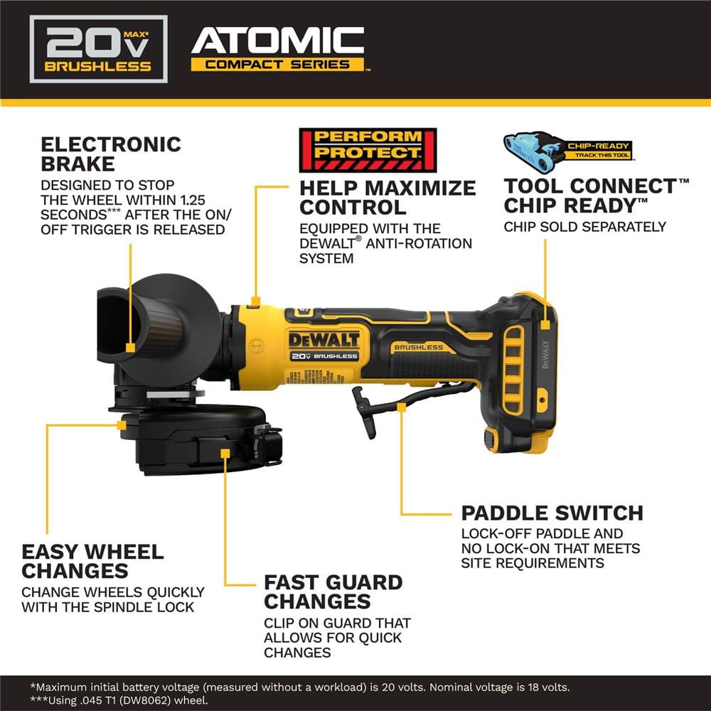 เครื่องเจียร์ไร้สาย (เฉพาะตัวเครื่อง) DEWALT DCG400N-B1 4 นิ้ว