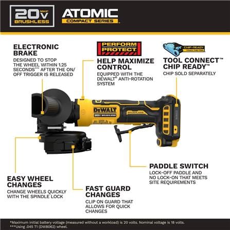 เครื่องเจียร์ไร้สาย (เฉพาะตัวเครื่อง) DEWALT DCG400N-B1 4 นิ้ว_14