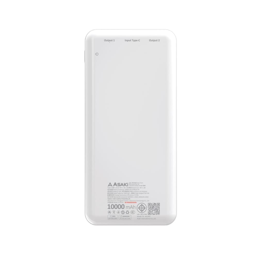 แบตเตอรี่สำรอง ASAKI AB3122C 10000MAH สีขาว