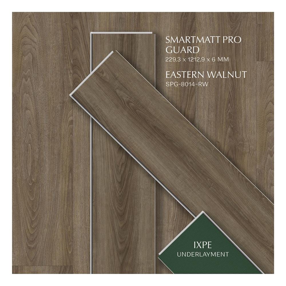 พื้น SPC SMARTMATT PRO GUARD 6 มม. 2.22 ตร.ม. สี ESTERN WALNUT (แพ็ก 8 ชิ้น)