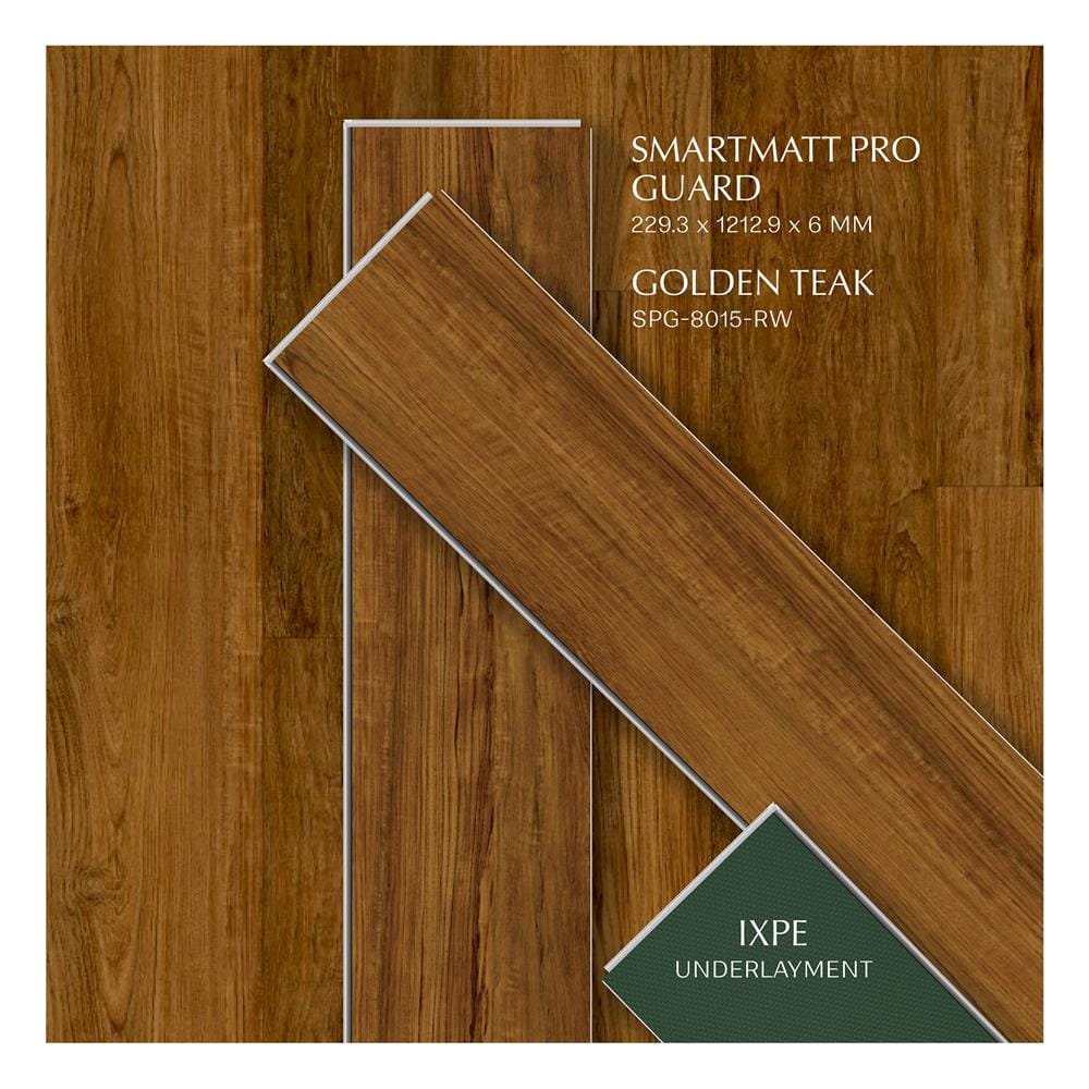 พื้น SPC SMARTMATT PRO GUARD 6 มม. 2.22 ตร.ม. สี GOLDEN TEAK (แพ็ก 8 ชิ้น)