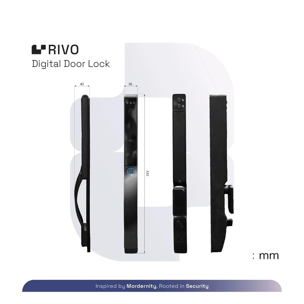กลอนดิจิตอล ประตูบานเลื่อน UPLIVE J1 RIVO สีดำ