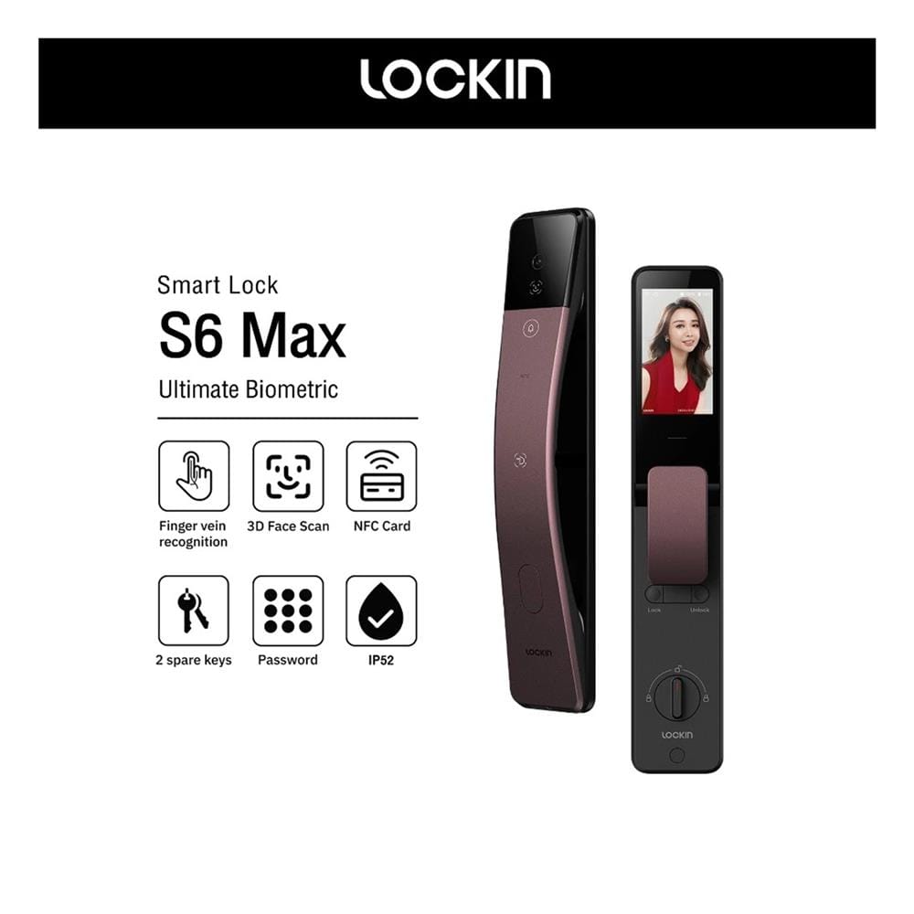 กลอนดิจิตอล LOCKIN S6 MAX สีม่วง