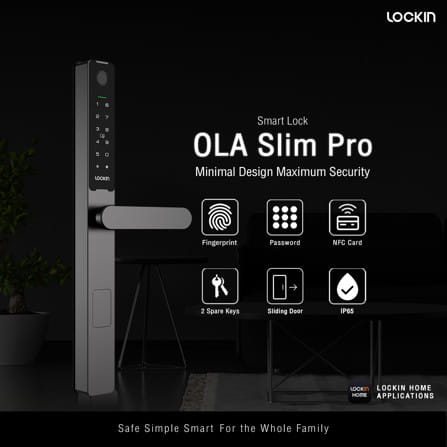 กลอนดิจิตอล LOCKIN OLA SLIM PRO สีดำ (สำหรับประตูบานเลื่อน)_1