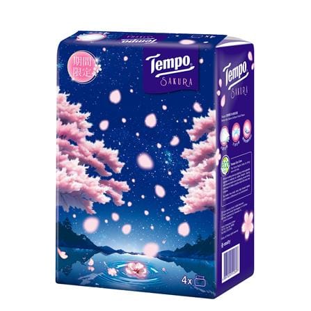 กระดาษเช็ดหน้า TEMPO SAKURA 90 แผ่น (แพ็ก 4 ชิ้น)_0