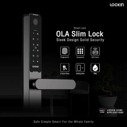 กลอนดิจิตอล LOCKIN OLA SLIM LOCK สีดำ (สำหรับประตูบานเลื่อน)_1