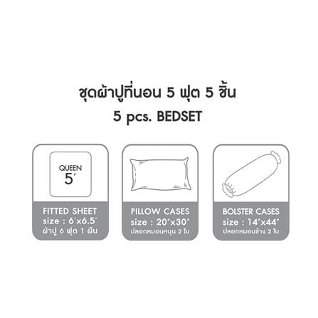 ชุดผ้าปูที่นอน 5 ฟุต (ชุด 5 ชิ้น) LOTUS ATTITUDE NORDEN NORDIC PINSTRIPE_7