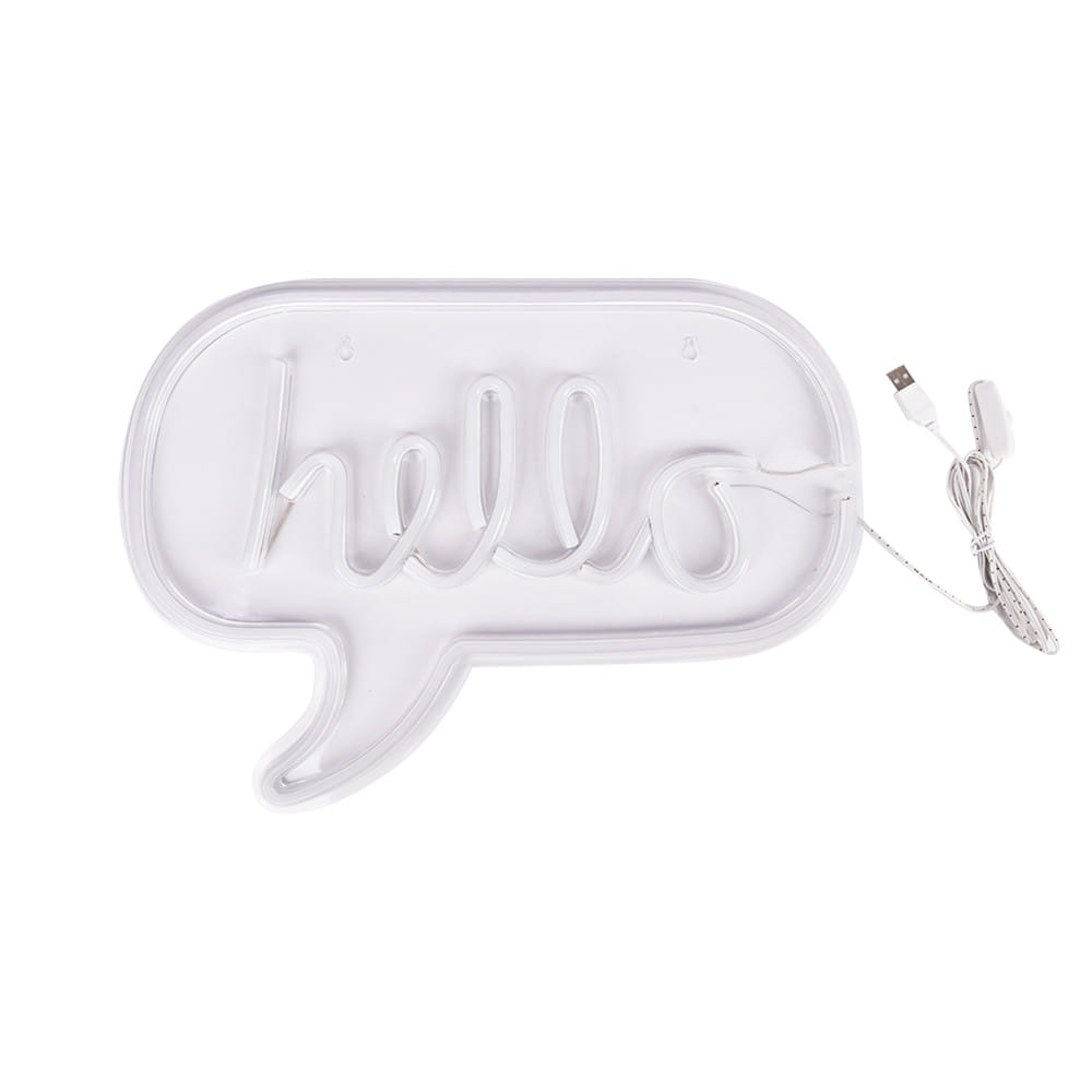 ป้ายไฟ LED CARINI HELLO สีขาว/ชมพู